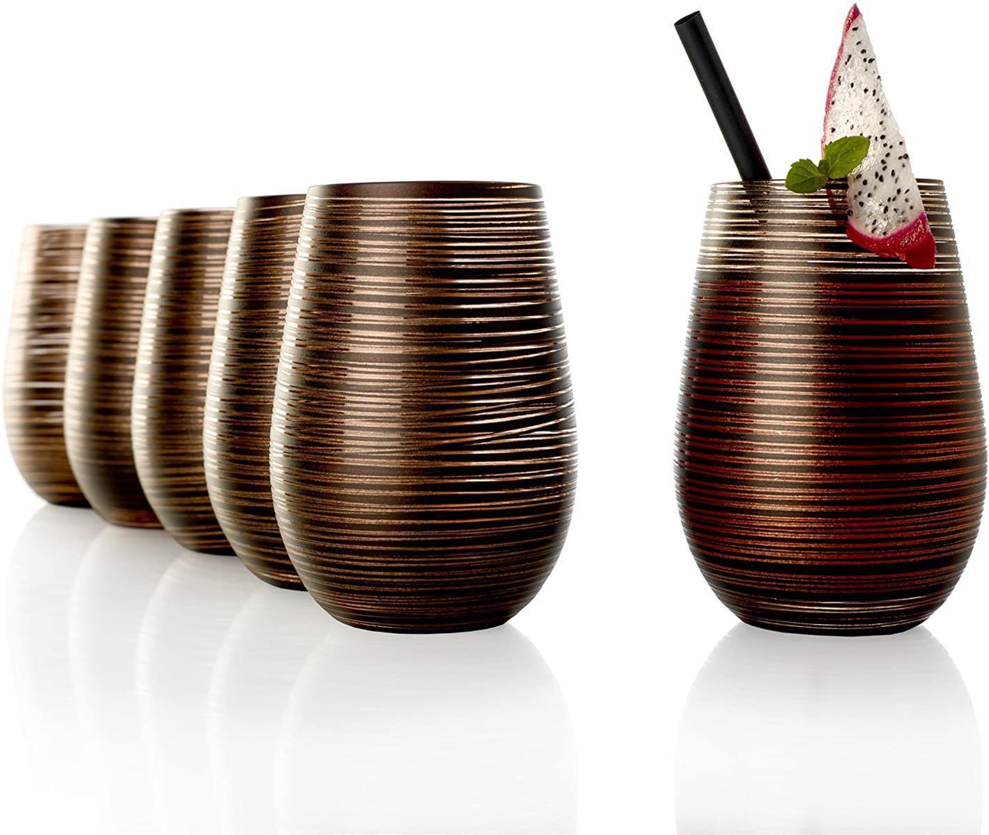 Stölzle Lausitz Twister Becher Schwarz-Bronze 6er Set