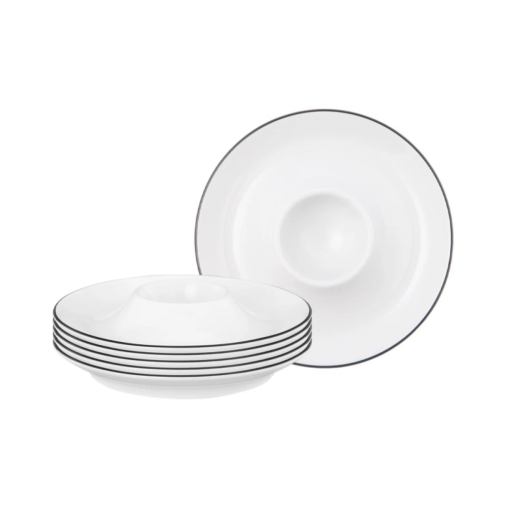 Seltmann Weiden Lido Black Line Eierbecher mit Ablage 12,5 cm 6er Set