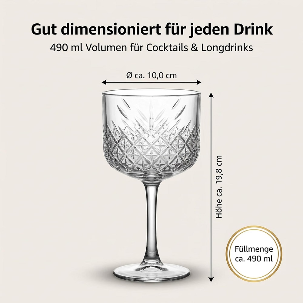 Der-Porzellan-Laden by Pasabahce Timeless Cocktailglas 490 ml 6er Set