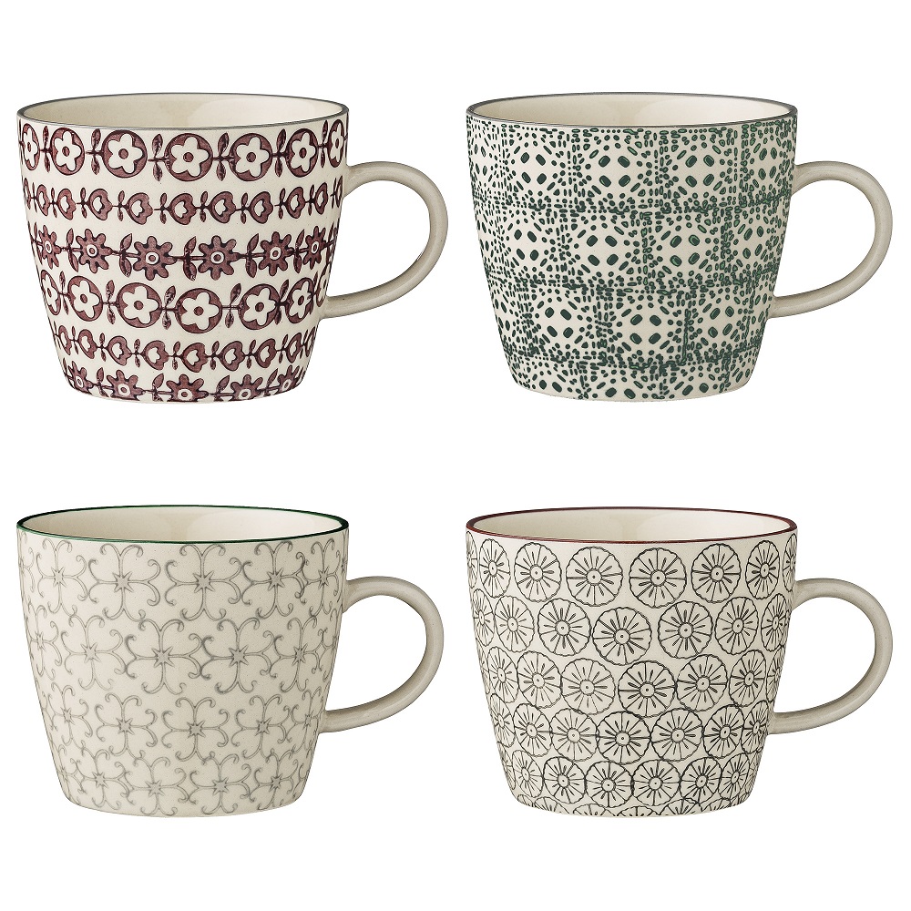 Bloomingville Karine Becher 300 ml Grün Steingut 4er Set