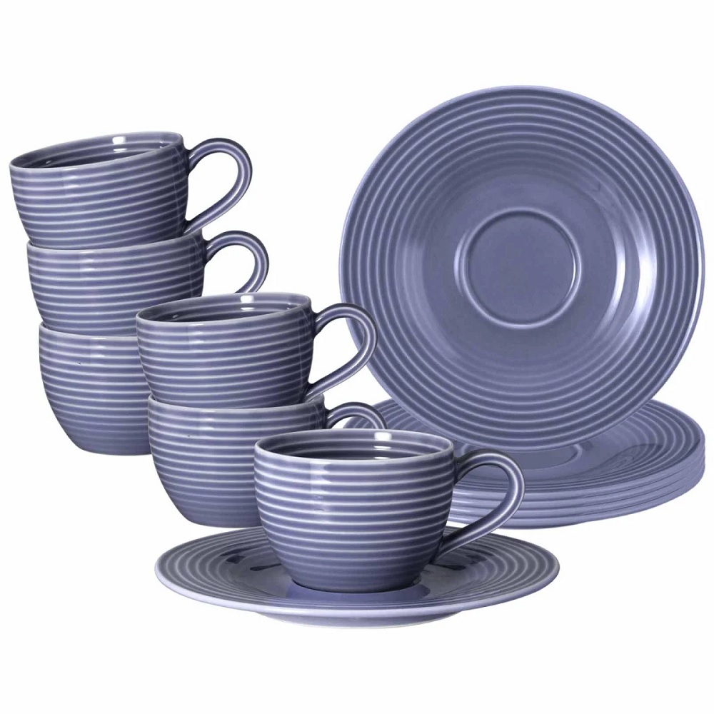 Seltmann Weiden Beat Fliederblau Espressotasse + Untertasse 6er Set