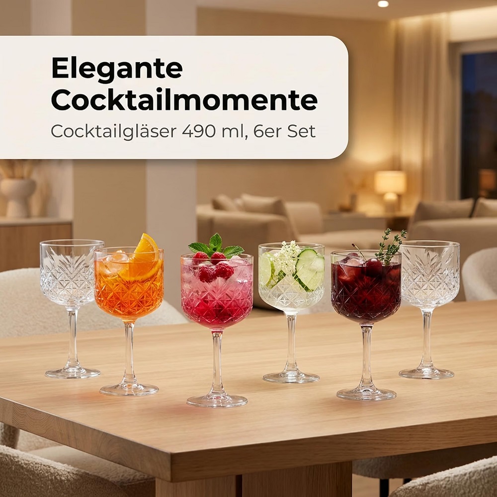 Der-Porzellan-Laden by Pasabahce Timeless Cocktailglas 490 ml 6er Set