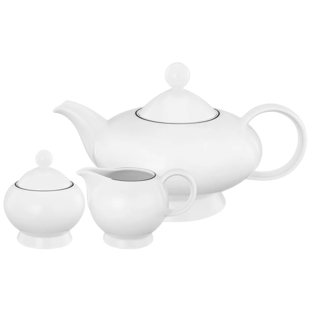 Seltmann Weiden Lido Black Line Teekanne + Milch- und Zucker 3 tlg. Set