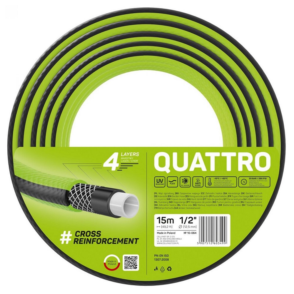 Cellfast Gartenschlauch QUATTRO 1/2" 15 m