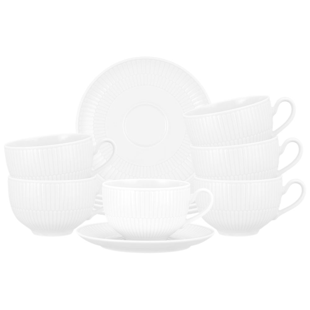 Seltmann Weiden Amina weiß Milchkaffeetasse + Untertasse 6er Set