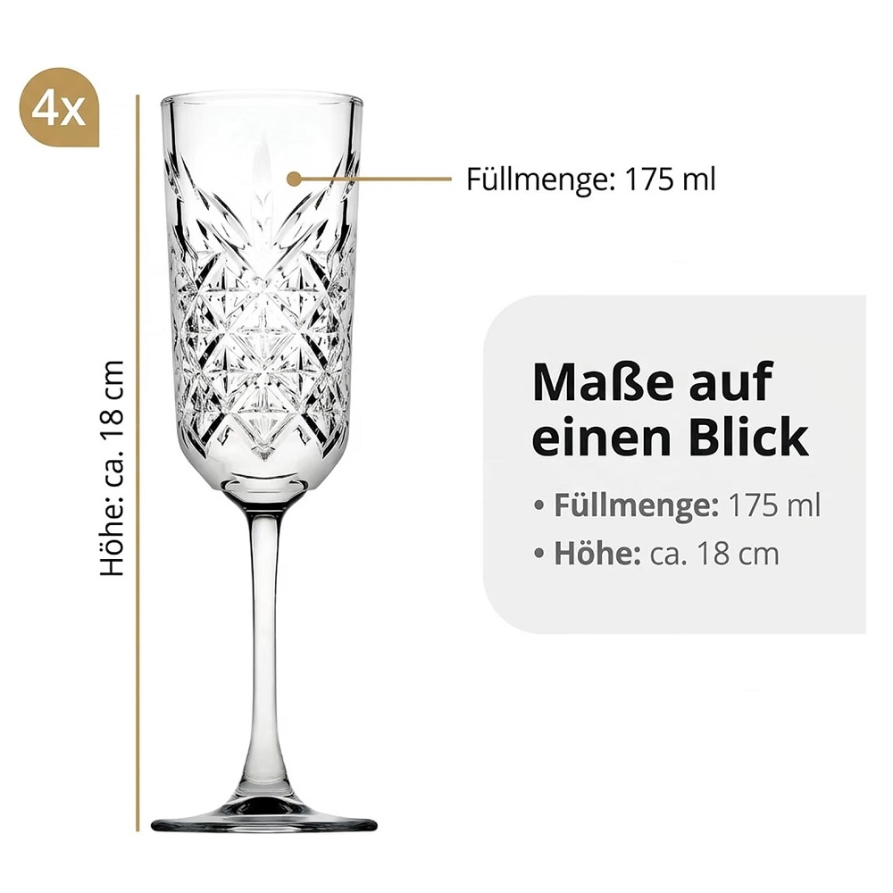 Der-Porzellan-Laden by Pasabahce Timeless Sektkelch 175 ml 4er Set