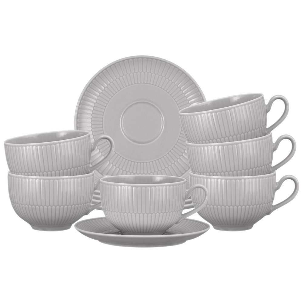 Seltmann Weiden Amina silbergrau Milchkaffeetasse + Untertasse 6er Set
