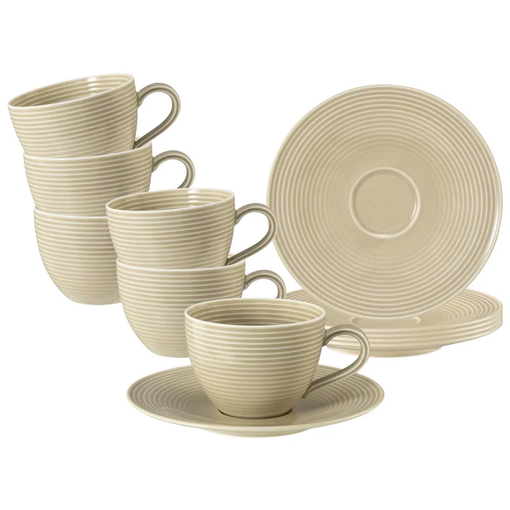 Seltmann Weiden Beat Sandbeige Kaffeetasse + Untertasse 6er Set