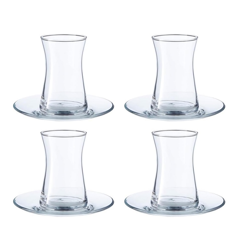Pasabahce Heybeli Teeset Tasse und Untertasse 8 tlg. Set