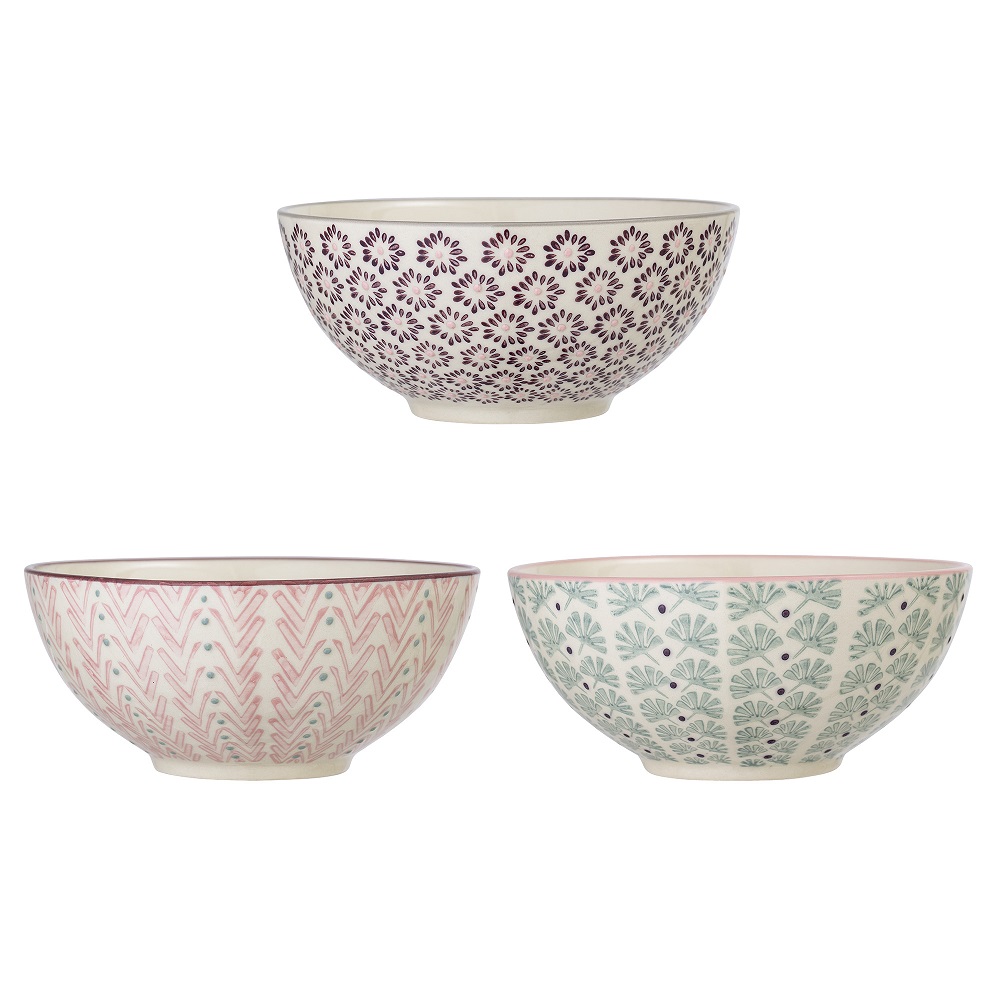 Bloomingville Maya Schale Violett Steingut Ř 16,5 cm 3er Set