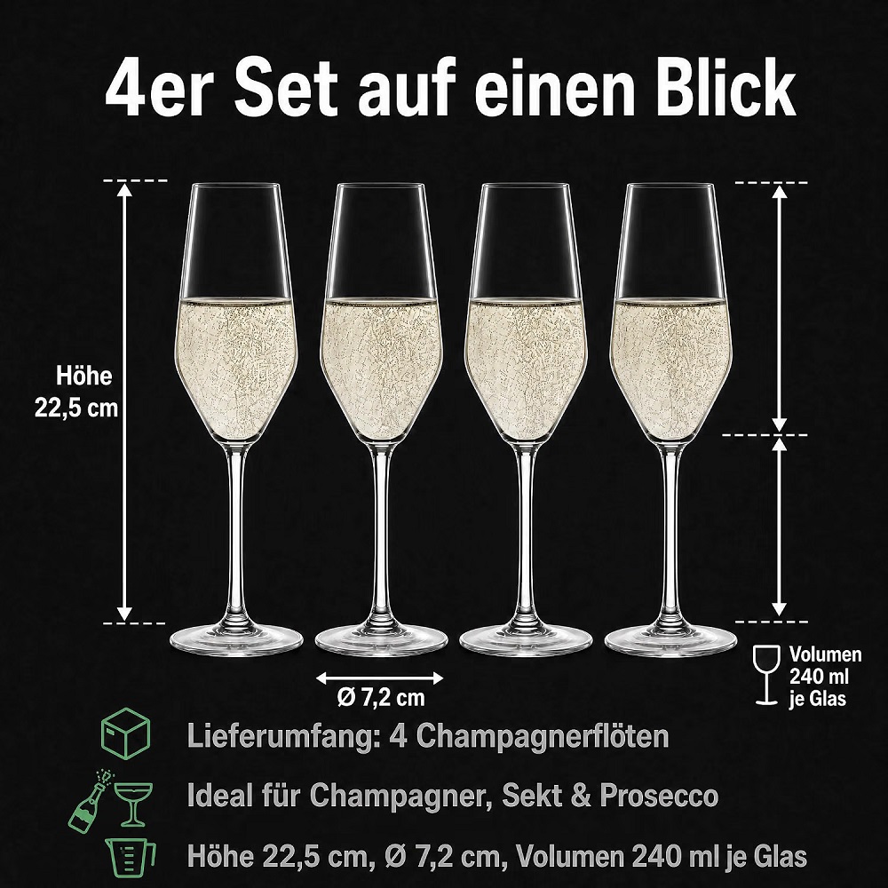 Der-Porzellan-Laden by Spiegelau Style Champagnerglas 240 ml 4er Set