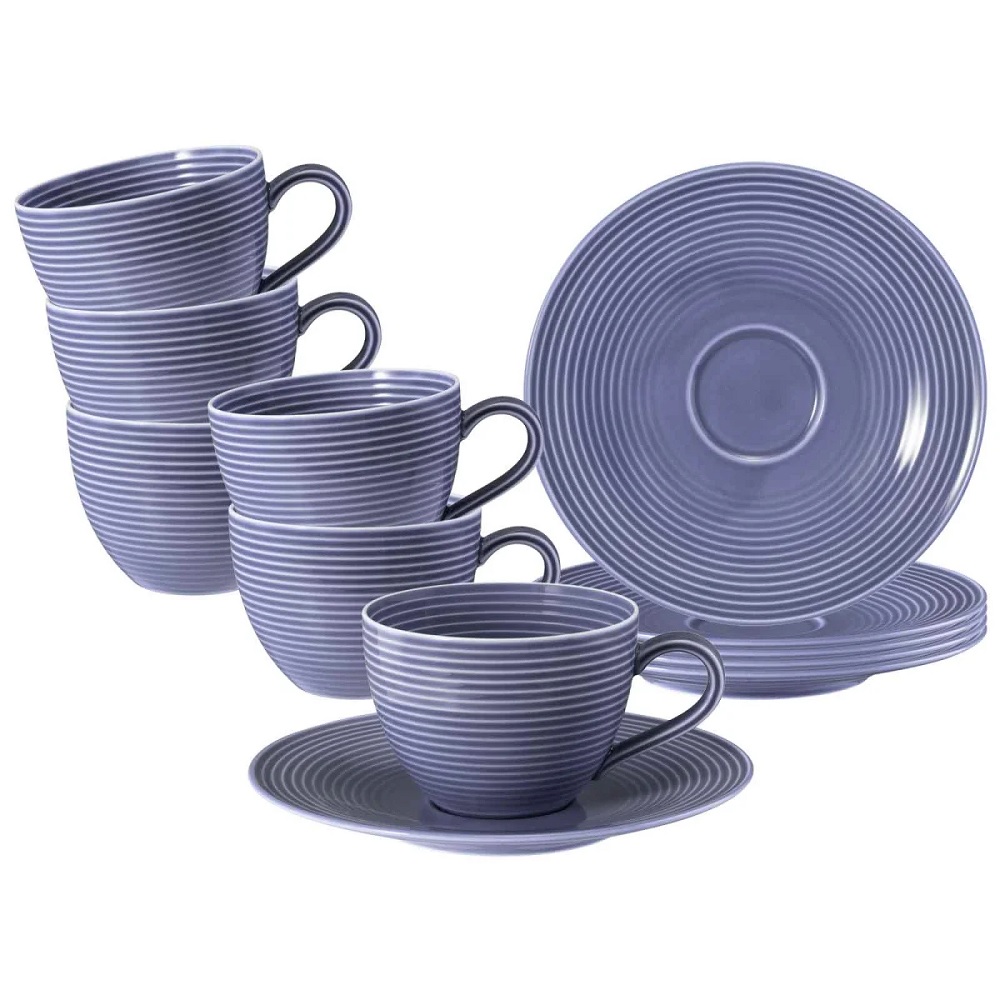 Seltmann Weiden Beat Fliederblau Kaffeetasse + Untertasse 6er Set