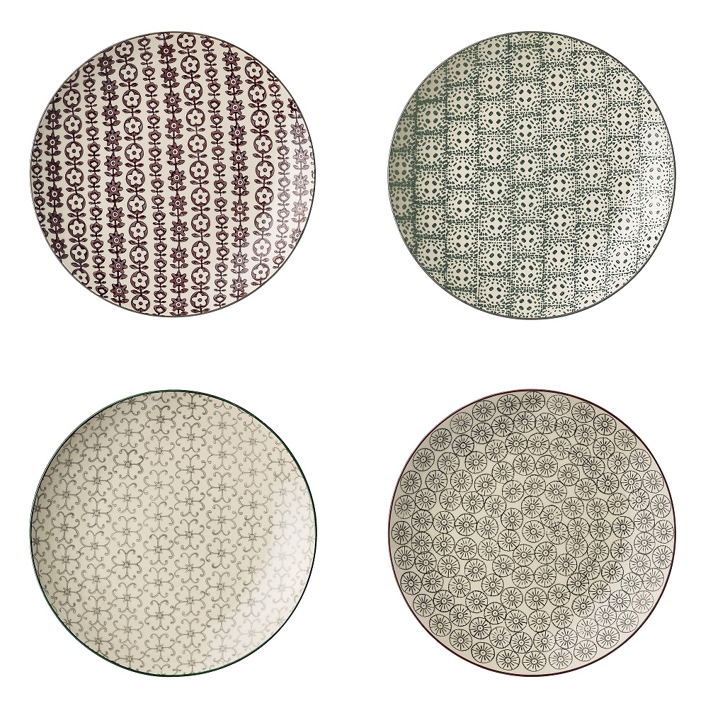 Bloomingville Karine Frühstücksteller Ř 20 cm Grün Steingut 4er Set