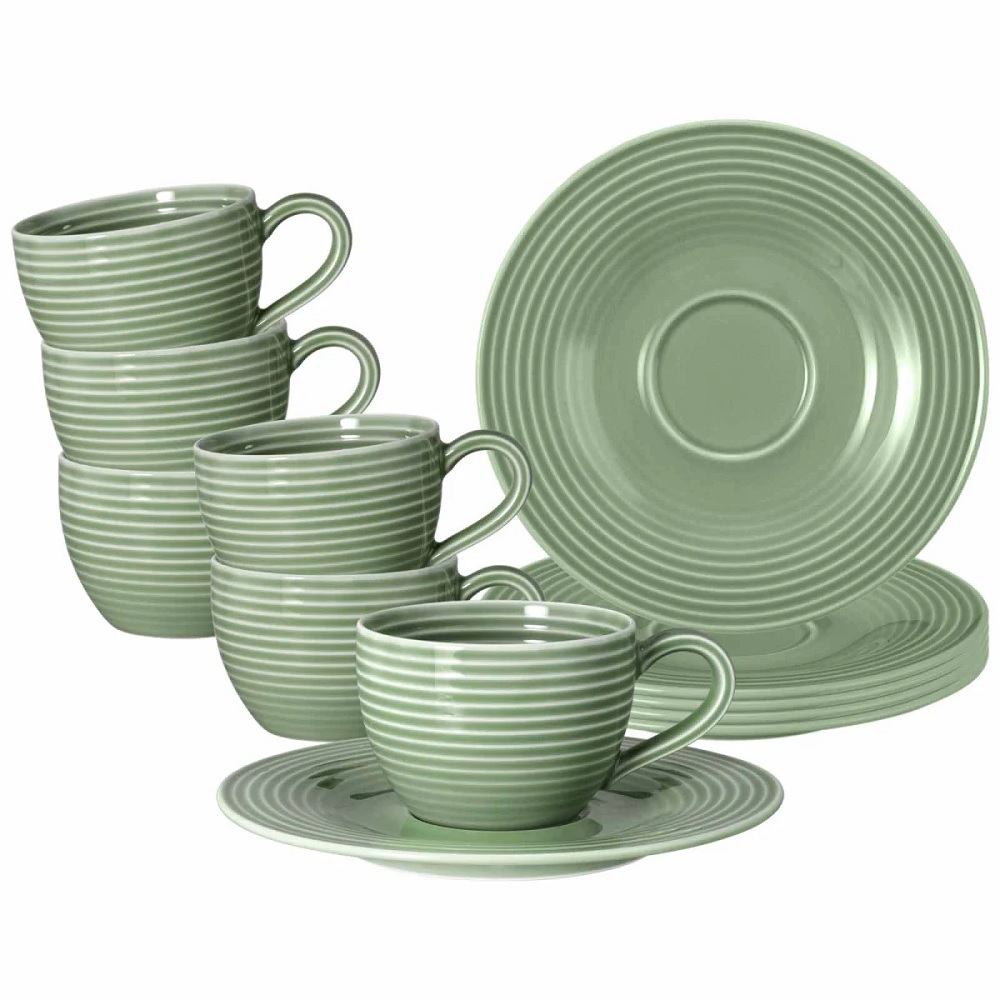Seltmann Weiden Beat Salbeigrün Espressotasse + Untertasse 6er Set