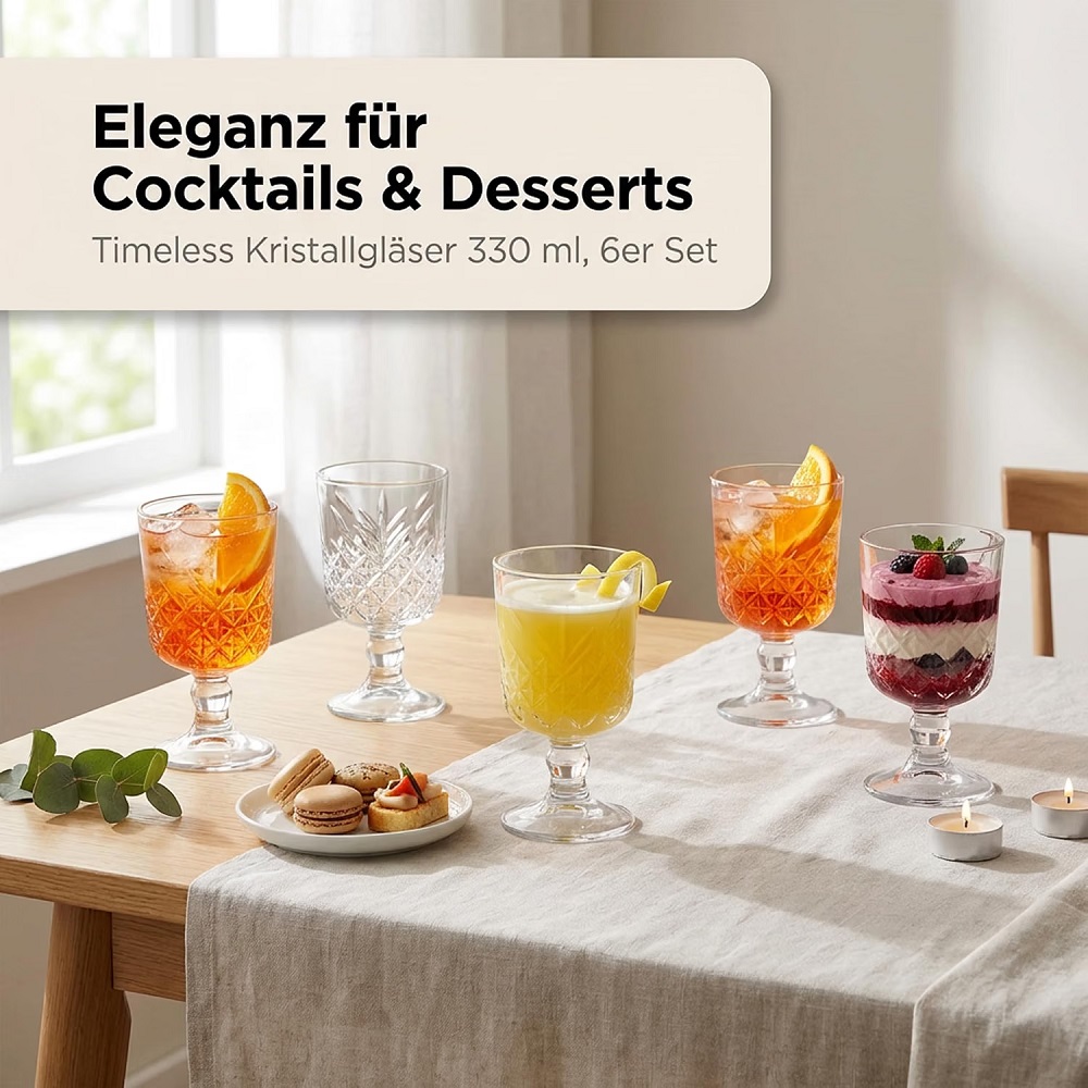 Der-Porzellan-Laden by Pasabahce Timeless Cocktail & Sorbet 330 ml 6er Set