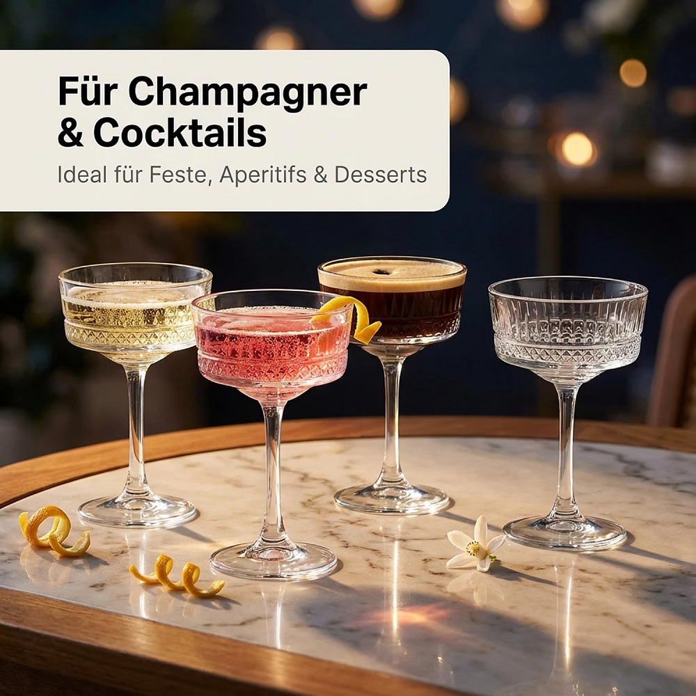 Der-Porzellan-Laden by Pasabahce Elysia Champagner Coupe 260 ml 6er Set
