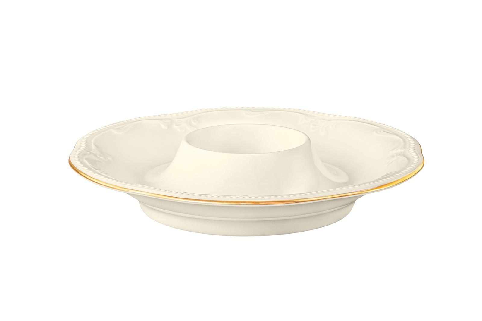 Seltmann Weiden Rubin cream Goldrand Eierbecher mit Ablage