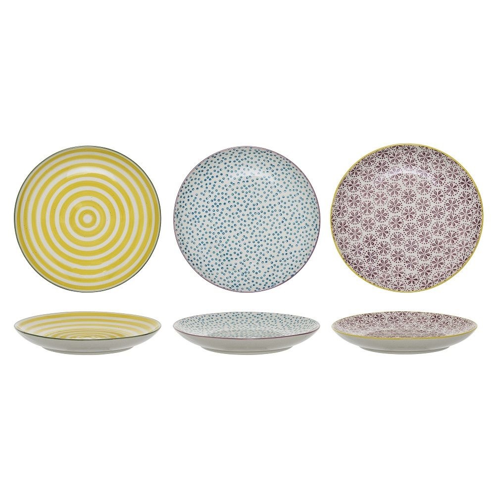 Bloomingville Patrizia Brotteller Gelb Steingut 3er Set