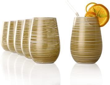Stölzle Lausitz Twister Becher Weiß-Gold 6er Set