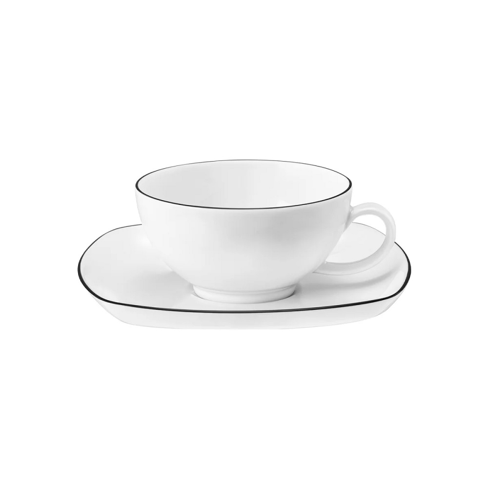 Seltmann Weiden Lido Black Line eckig Teetasse 0,2 l + Untertasse 2 tlg. Set