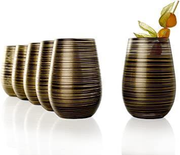 Stölzle Lausitz Twister Becher Schwarz-Gold 6er Set