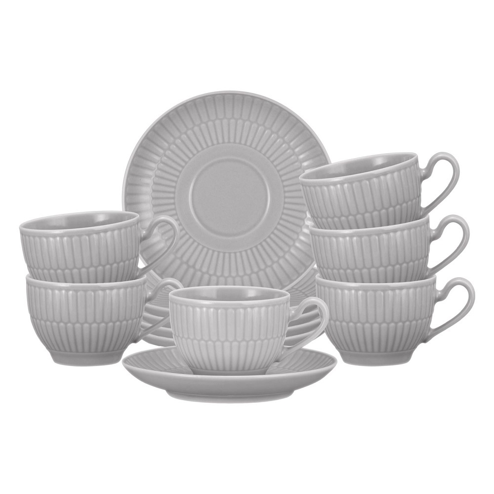 Seltmann Weiden Amina silbergrau  Espressotasse + Untertasse 6er Set