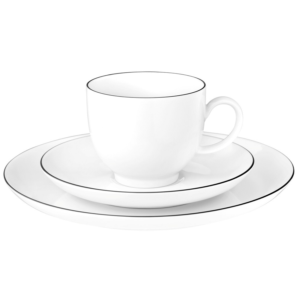 Seltmann Weiden Lido Black Line Kaffeegedeck rund 3tlg.
