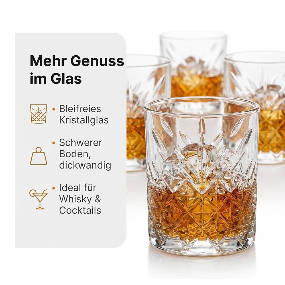 Der-Porzellan-Laden by Pasabahce Timeless Whiskybecher 345 ml 4er Set