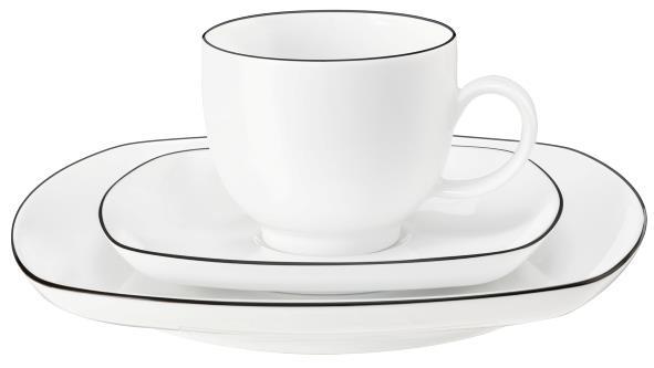 Seltmann Weiden Lido Black Line Kaffeegedeck eckig 3tlg.