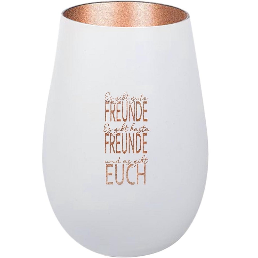 Windlicht Es gibt gute Freunde Es gibt beste Freunde und es gibt Euch Weiß Bronze