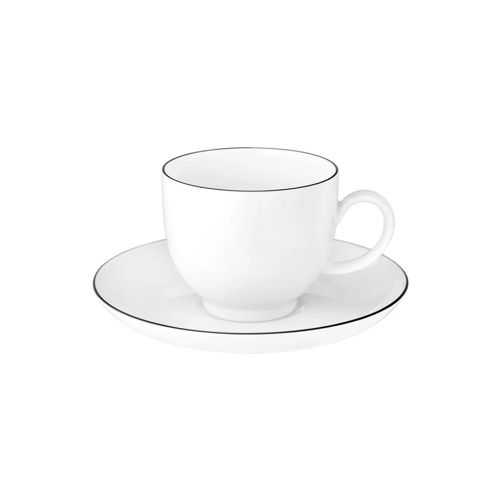 Seltmann Weiden Lido Black Line rund Kaffeetasse 0,22 l + Untertasse 2 tlg.. Set
