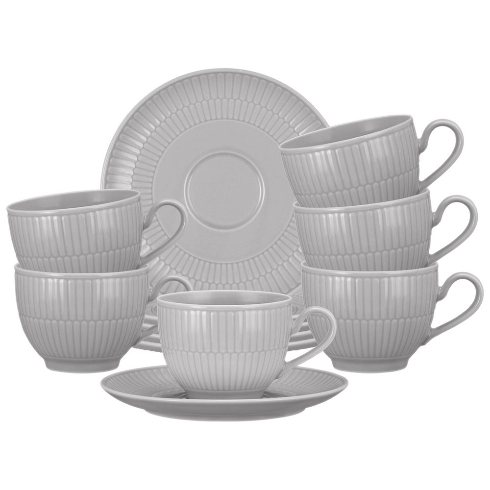 Seltmann Weiden Amina silbergrau Kaffeetasse + Untertasse 6er Set