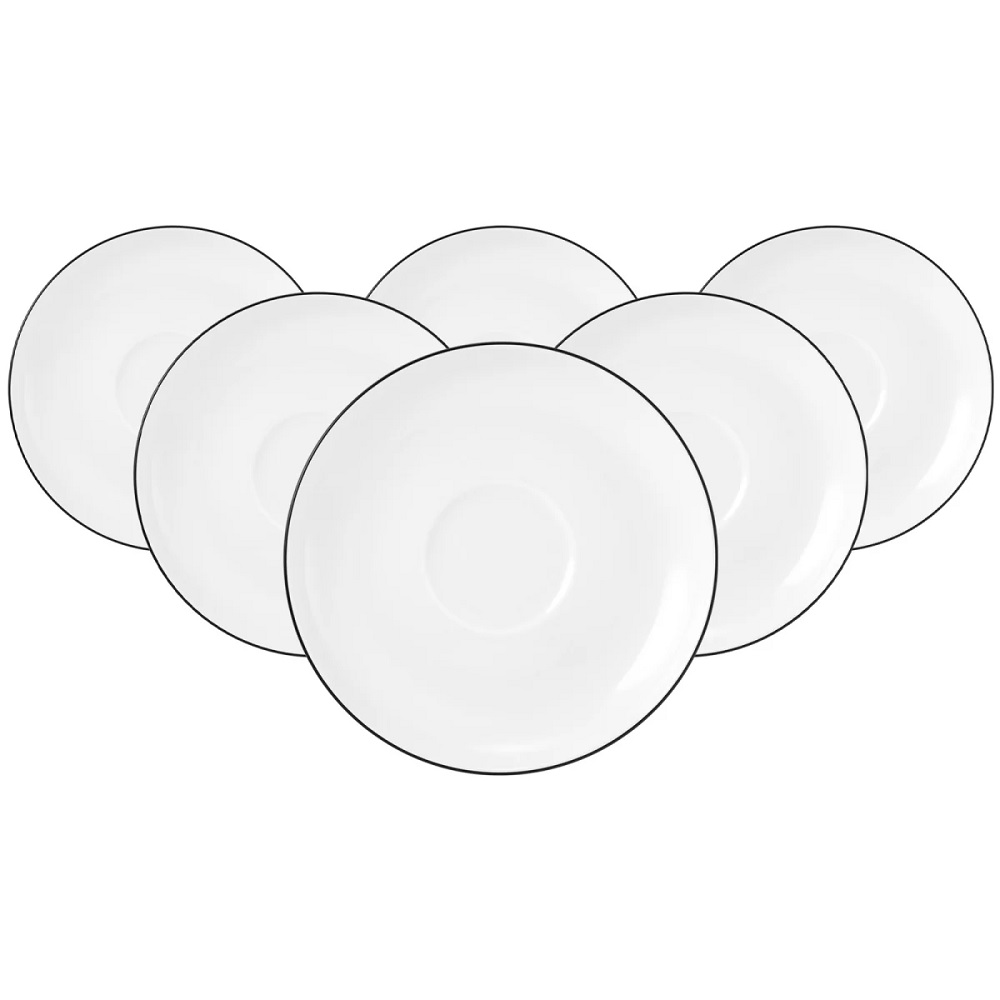 Seltmann Weiden Lido Black Line rund Untertasse 14,5 cm 6er Set