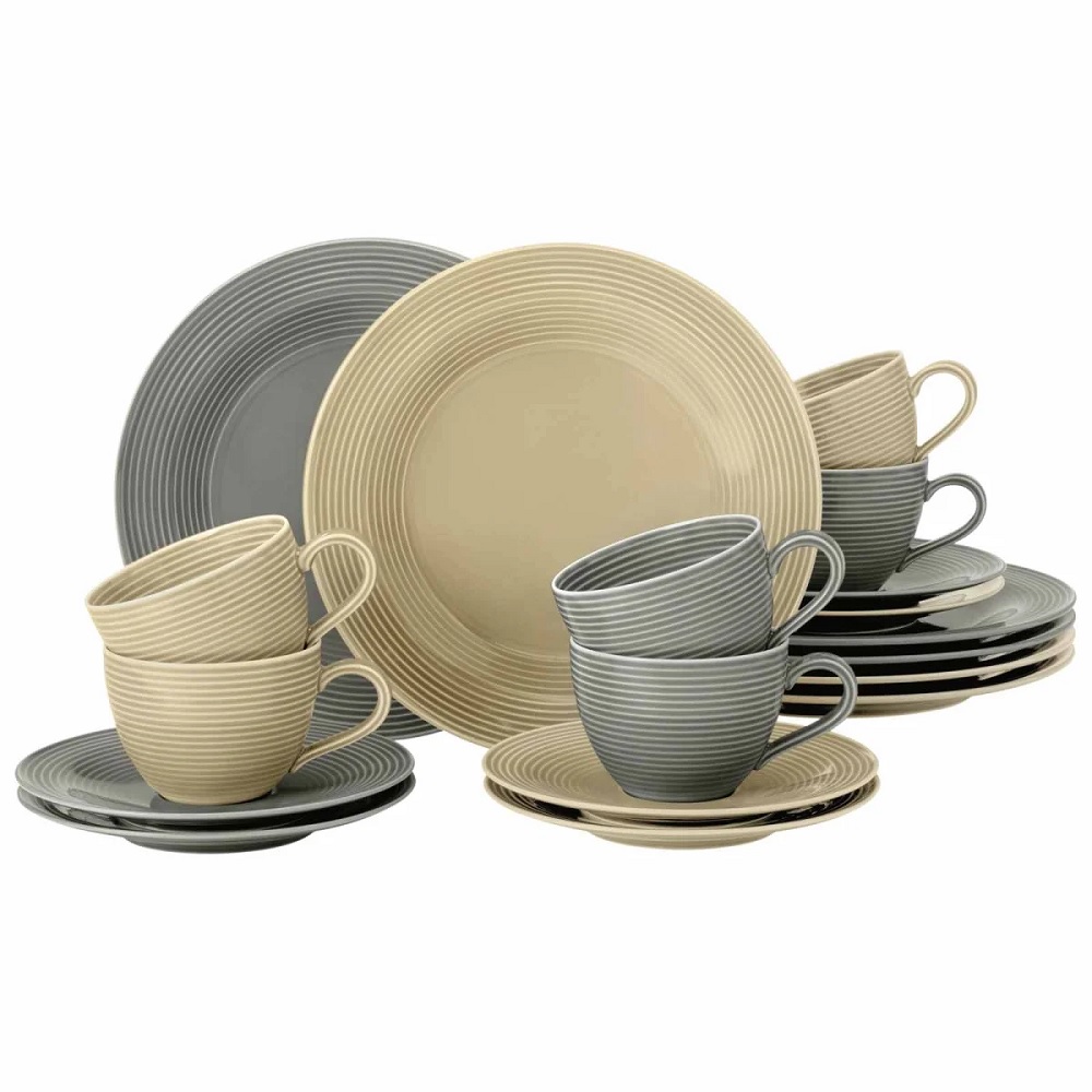 Seltmann Weiden Beat Grau/Beige Kaffeeservice 18 tlg.