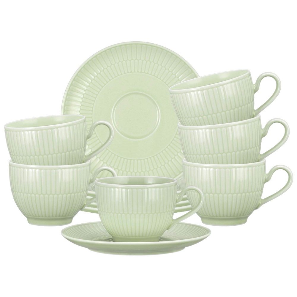 Seltmann Weiden Amina Seladon Kaffeetasse + Untertasse 6er Set