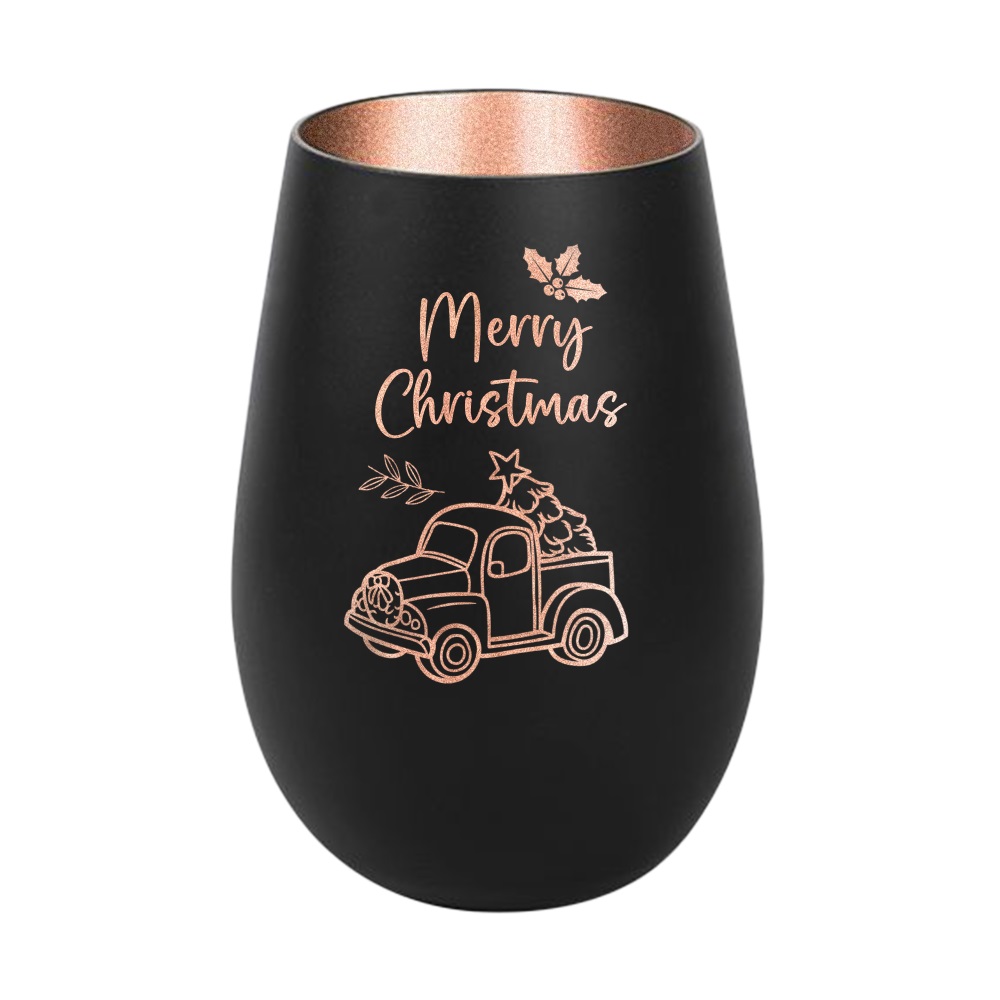 Windlicht Merry Christmas Auto Schwarz Bronze