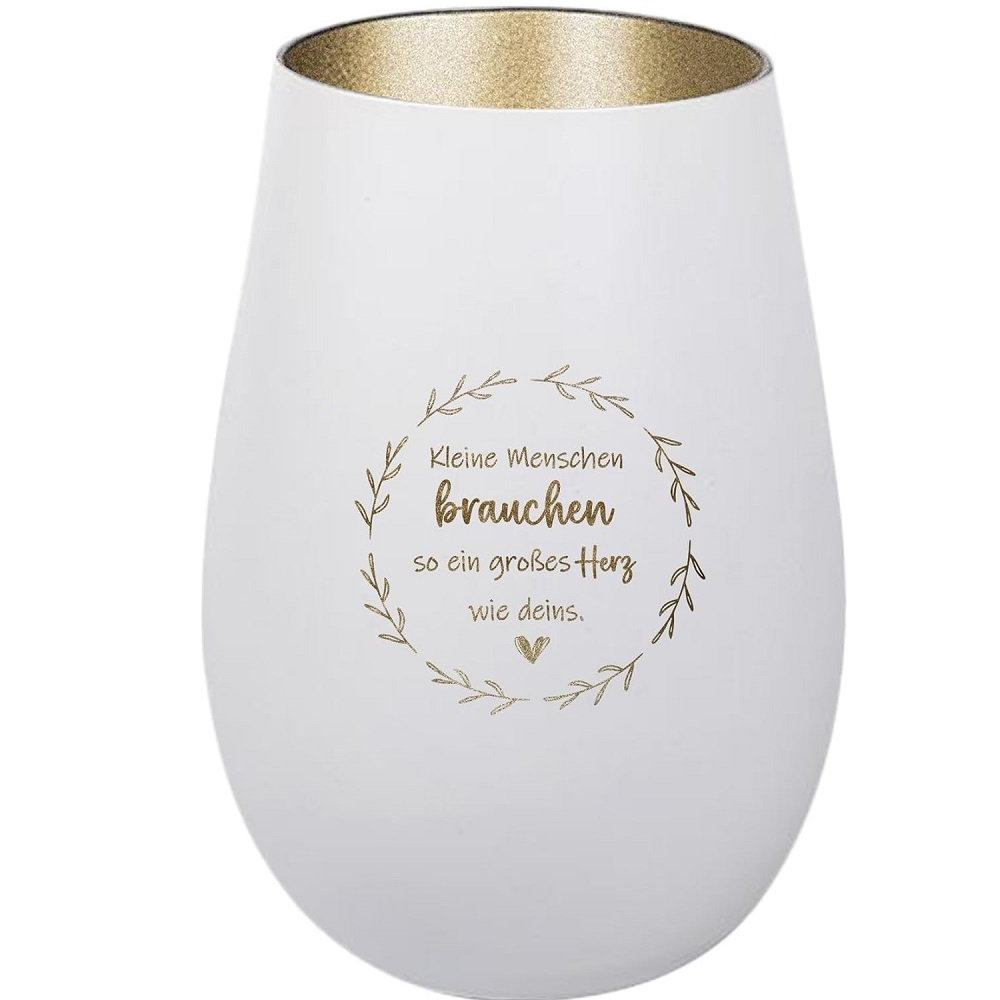 Windlicht kleine Menschen brauchen so ein großes Herz wie deins Weiß Gold