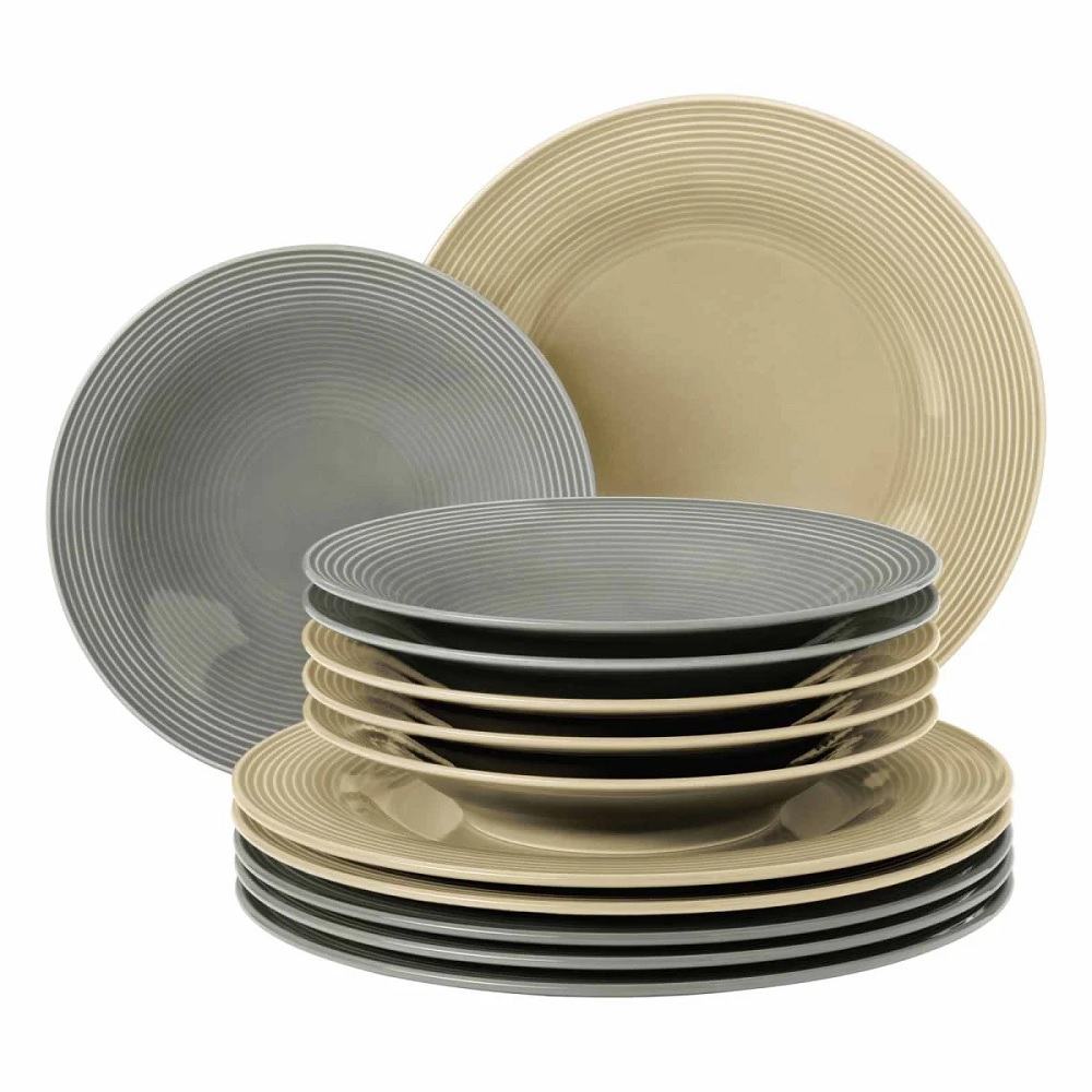 Seltmann Weiden Beat Grau/Beige Tafelservice 12 tlg.