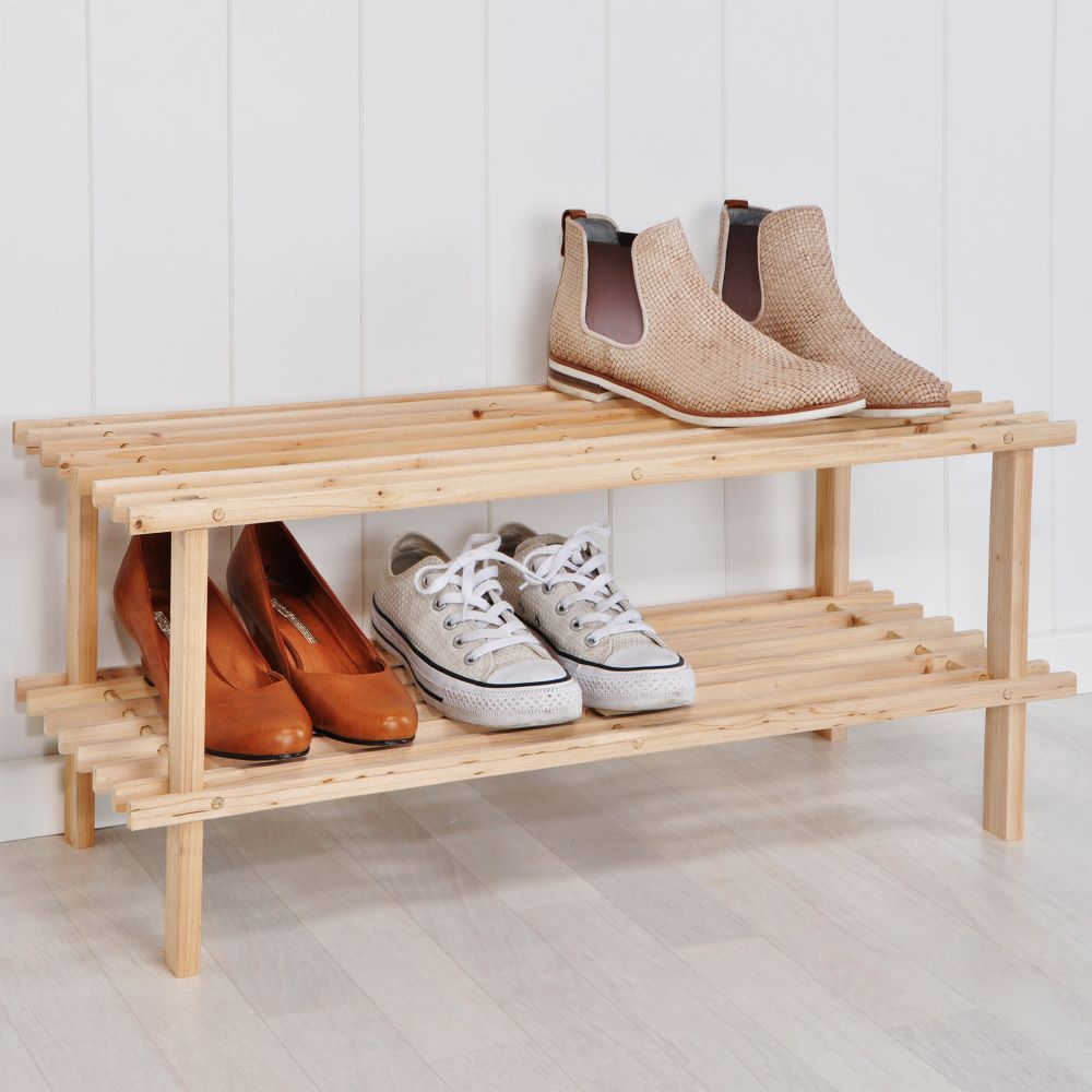 Haushalt International Schuhregal aus Holz mit zwei Böden mit FSC®
