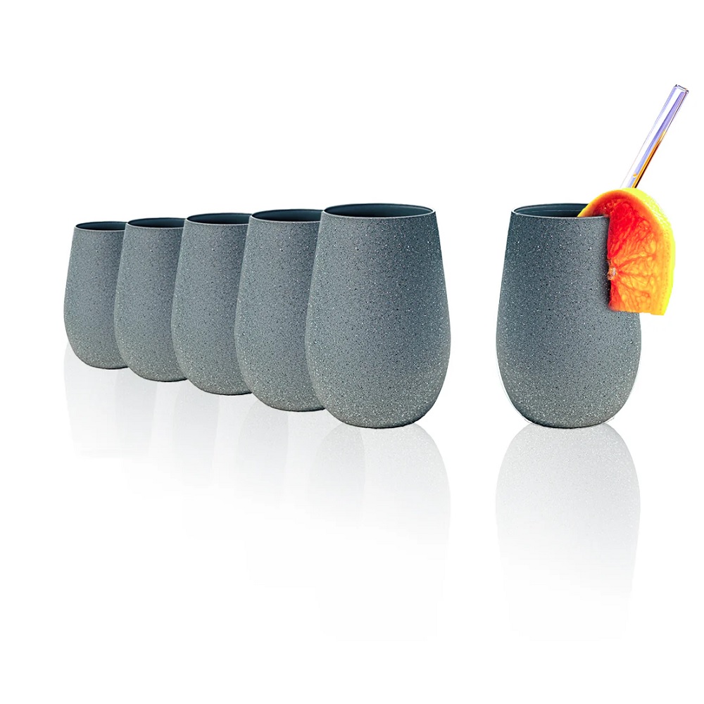 Stölzle Lausitz Elements Stones Kiesel Longdrinkbecher 465 ml hellgrau 6er Set