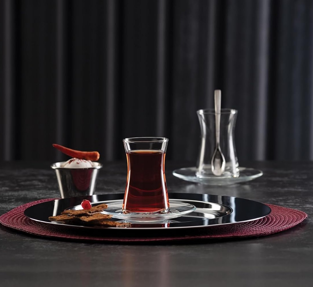 Pasabahce Heybeli Teeglas mit Untertasse 160 ml 6er Set