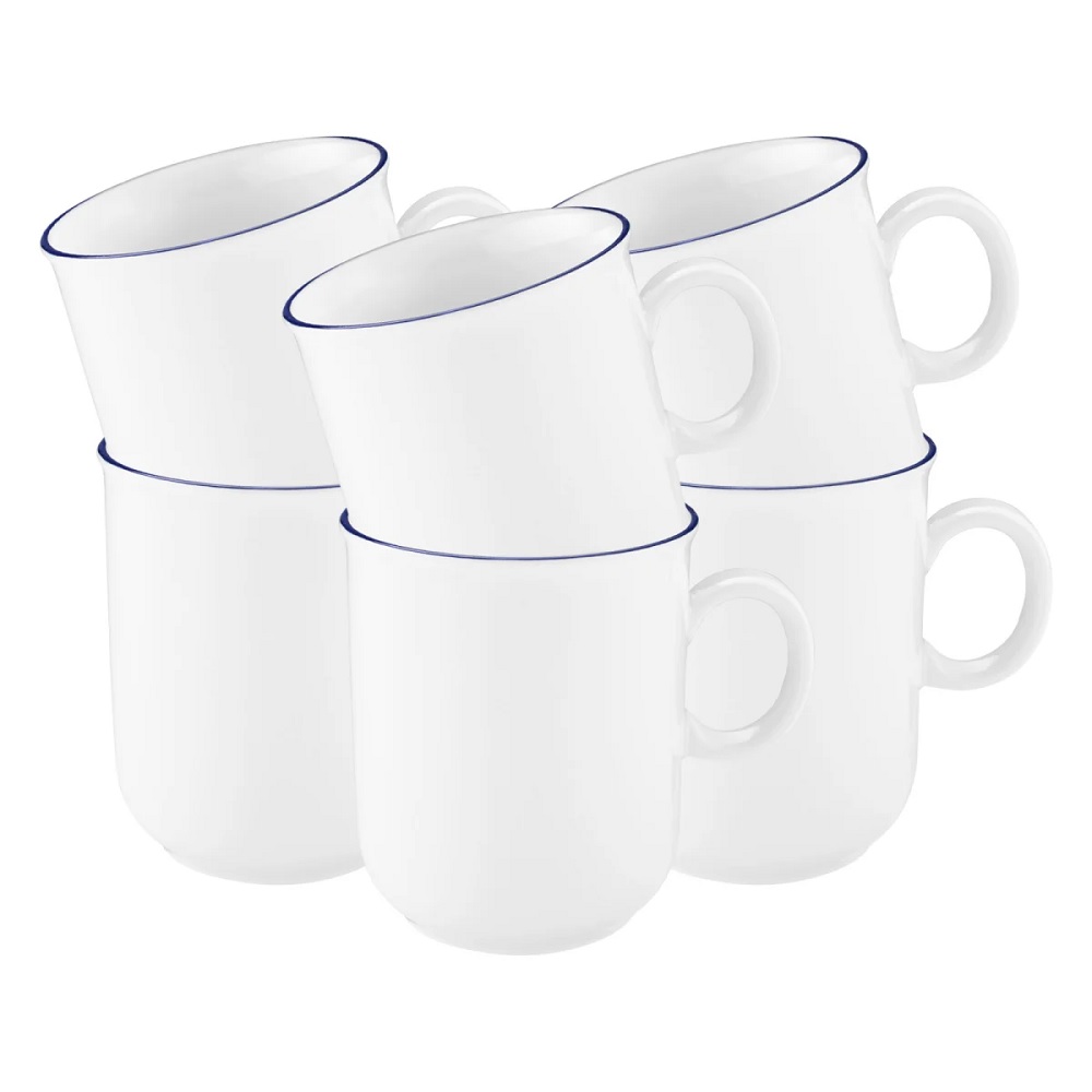 Seltmann Weiden Compact Blaurand Becher mit Henkel 0,25l 6er Set