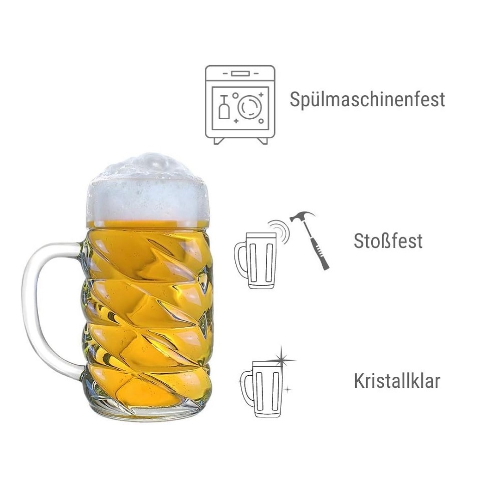 Stölzle Oberglas Diamond Bierkrug 1,0 l 6er Set