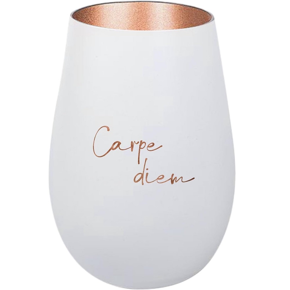 Windlicht Carpe diem Weiß Bronze