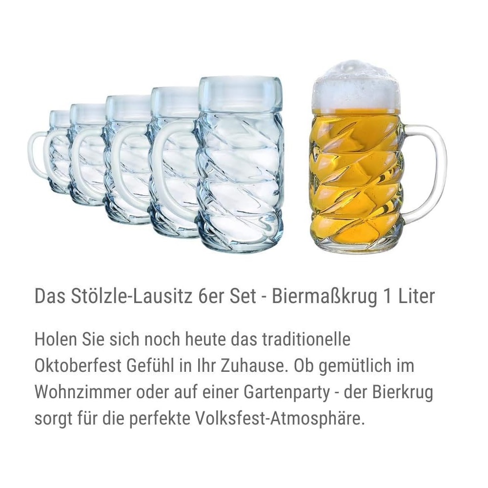 Stölzle Oberglas Diamond Bierkrug 1,0 l 6er Set
