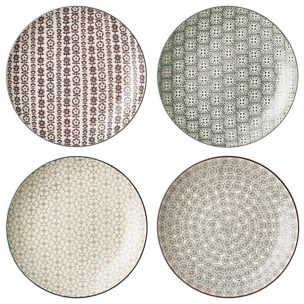 Bloomingville Karine Speiseteller Ř 25 cm Grün Steingut 4er Set