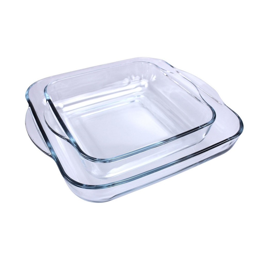 Pasabahce Borcam Ofenschalen Set eckig 28x28/22x22 cm
