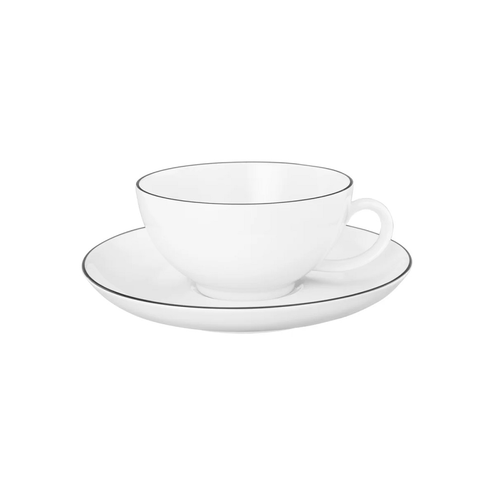 Seltmann Weiden Lido Black Line rund Teetasse 0,2 l + Untertasse 2 tlg. Set