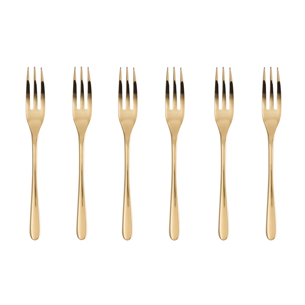 Sambonet Taste Mirror PVD Gold Kuchengabeln-Set 6-tlg.
