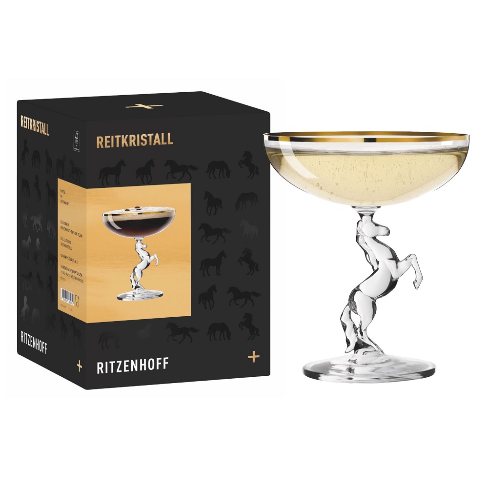 Ritzenhoff Reitkristall Champagner Goldrand #2 RDT H25